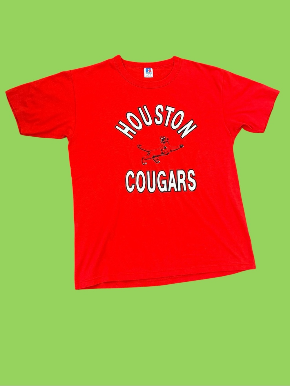 Vintage 90s University of Houston Cougars Shirt Red Single Stitch Size Large